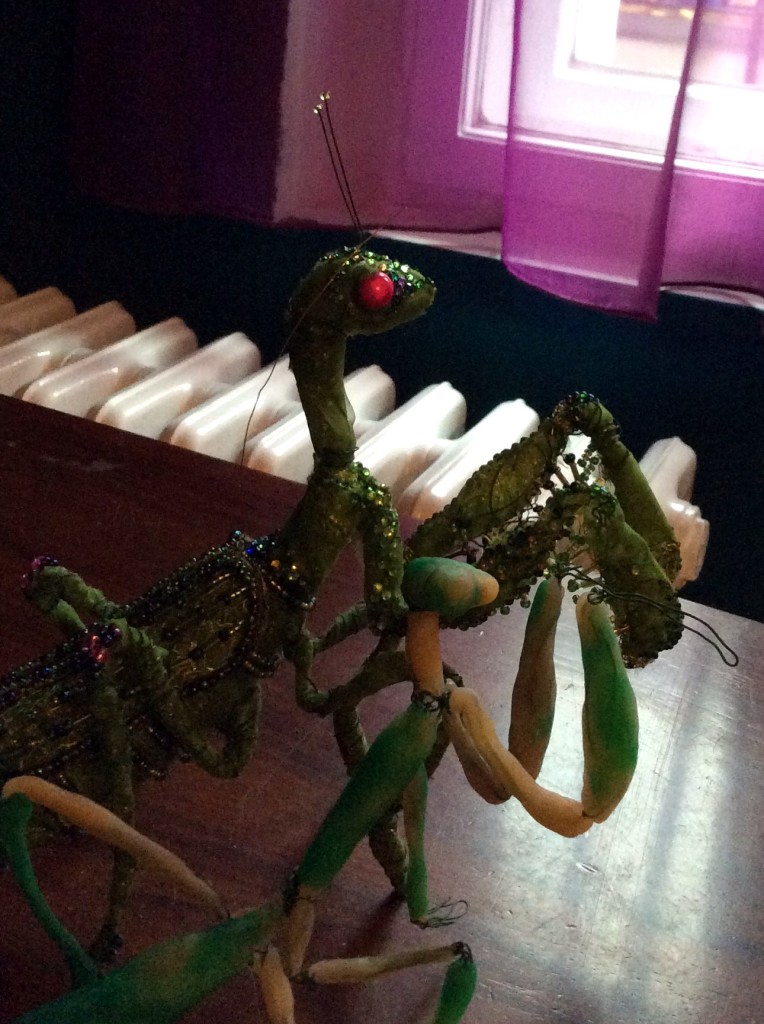 Mantis sculptures by Suzanne Forbes 2015