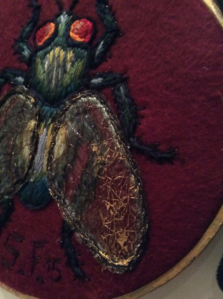 embroidered mixed media fly Suzanne Forbes 2015