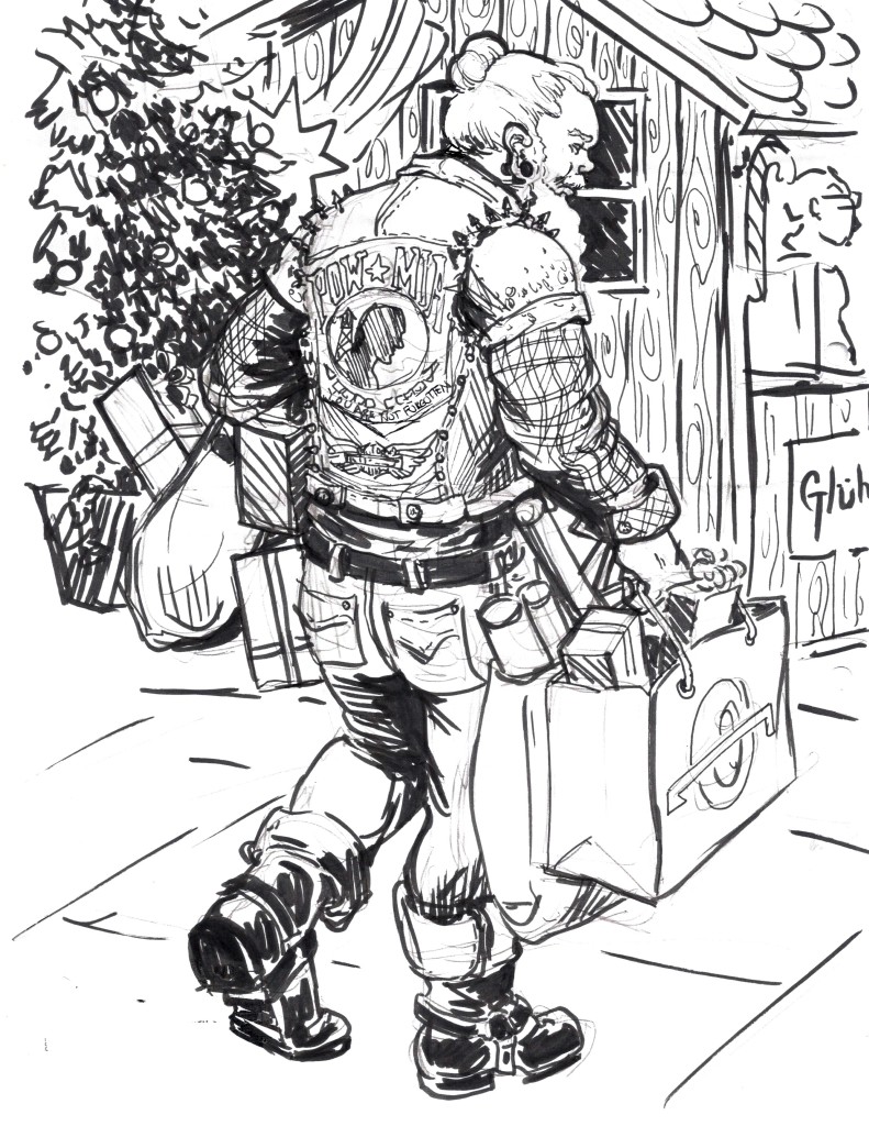 Urban Man-bun UNdercut Biker Santa by Suzanne FOrbes Jan 2016