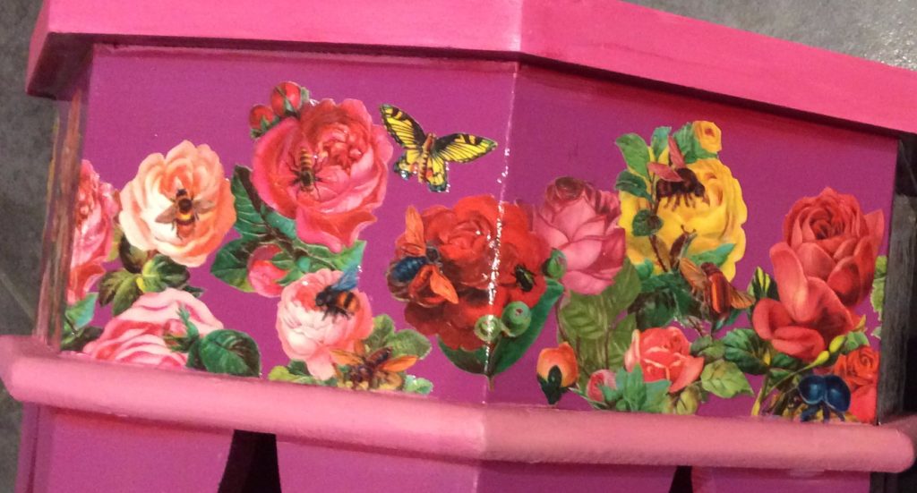 Insect and roses Decoupage Table Suzanne Forbes 2016