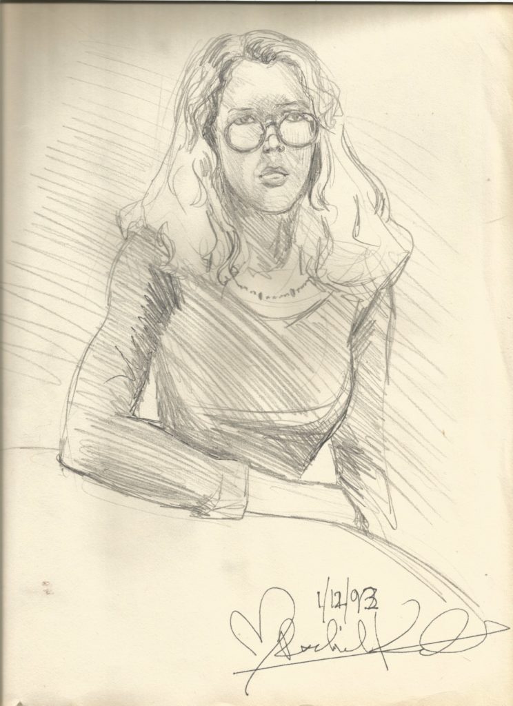 drawing of Victoria Aronoff by Suzanne Forbes 1993