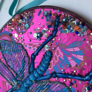 embroidered insect by Suzanne Forbes 2017 work in progress