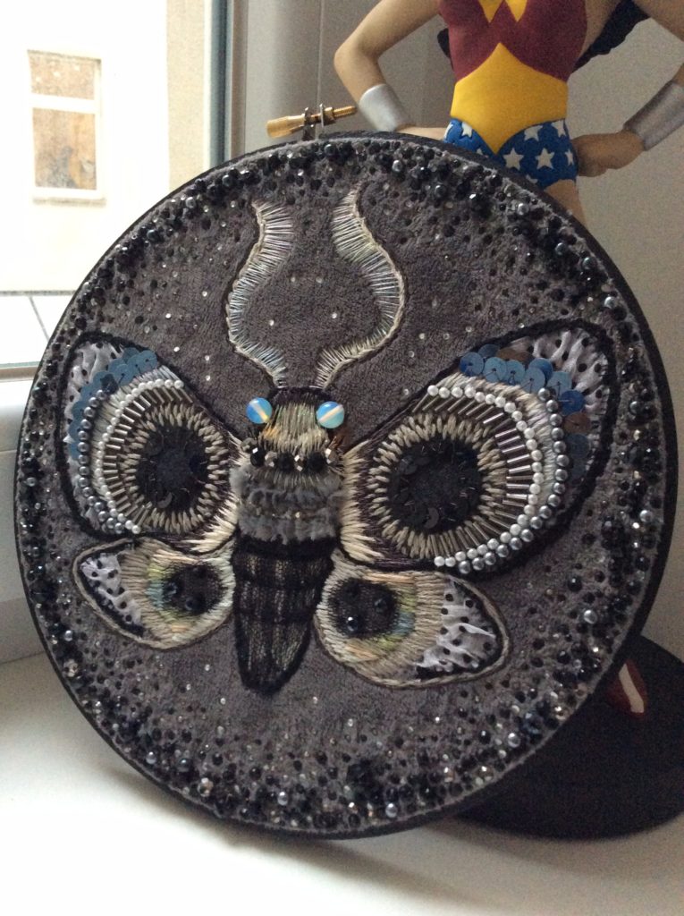 Grey Embroidered Moth by Suzanne Forbes January 2017