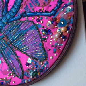 embroidered insect by Suzanne Forbes 2017 work in progress