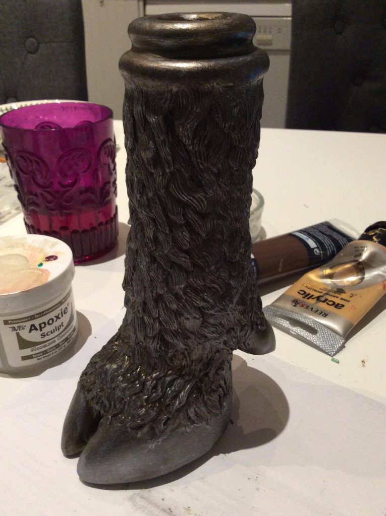 WIP goat foot candleholder sculpted by Suzanne Forbes Feb 28 2016