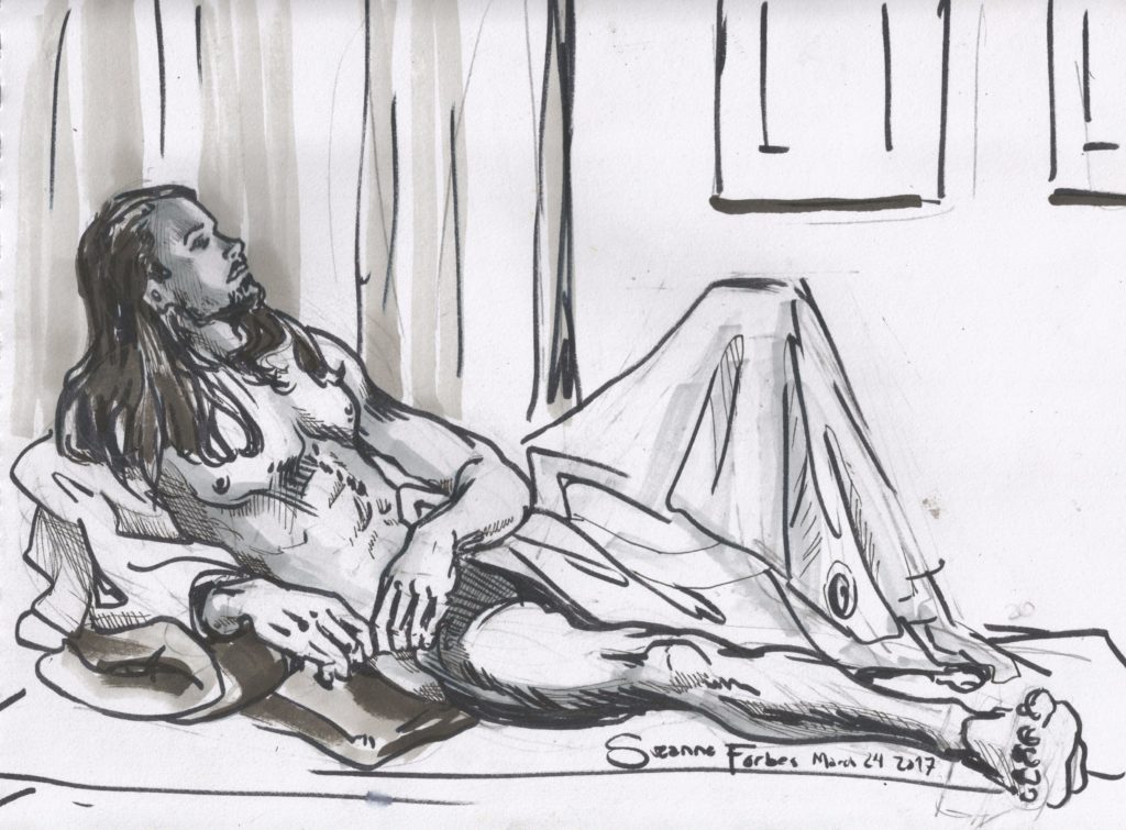 Life drawing of Oskar 25 by Suzanne Forbes at ESDIP Berlin March 24 2017