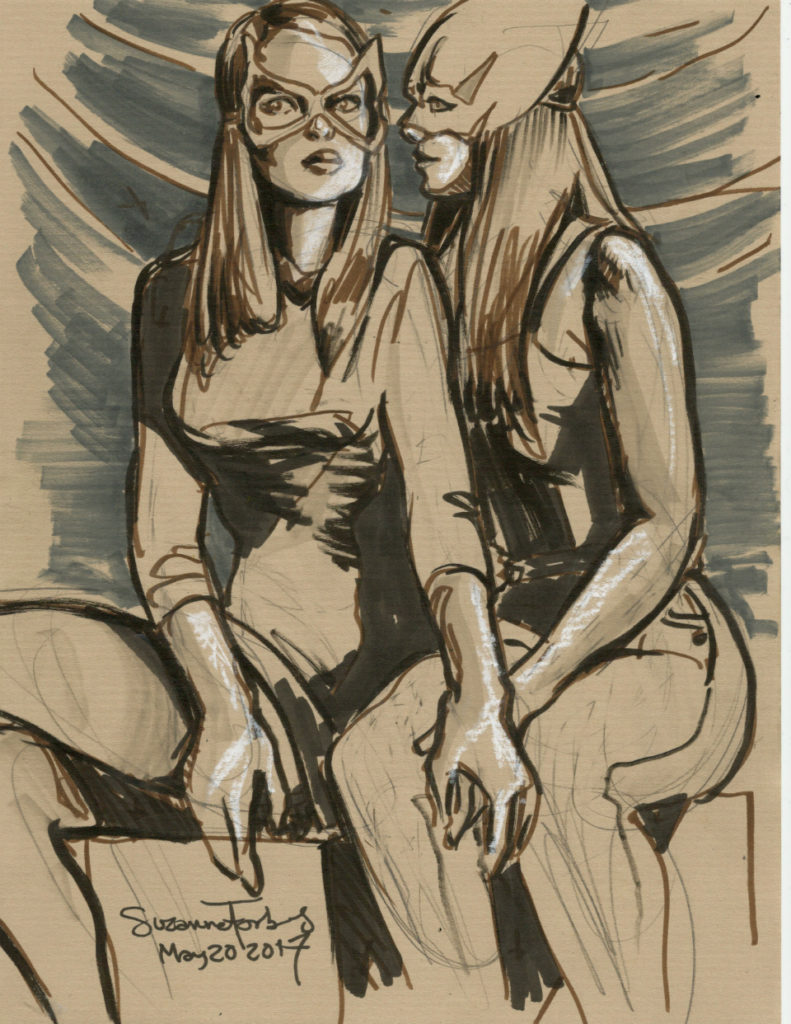 catwomen at drink and draw berlin may 20 2017 by Suzanne Forbes