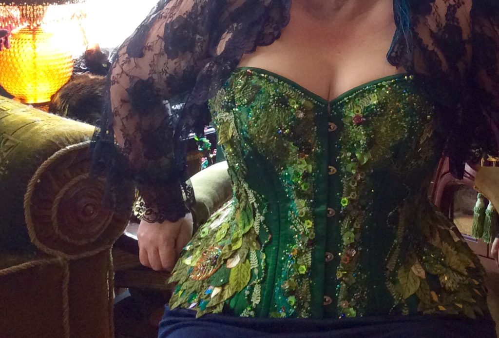 Green beaded corset by Suzanne Forbes May 2017