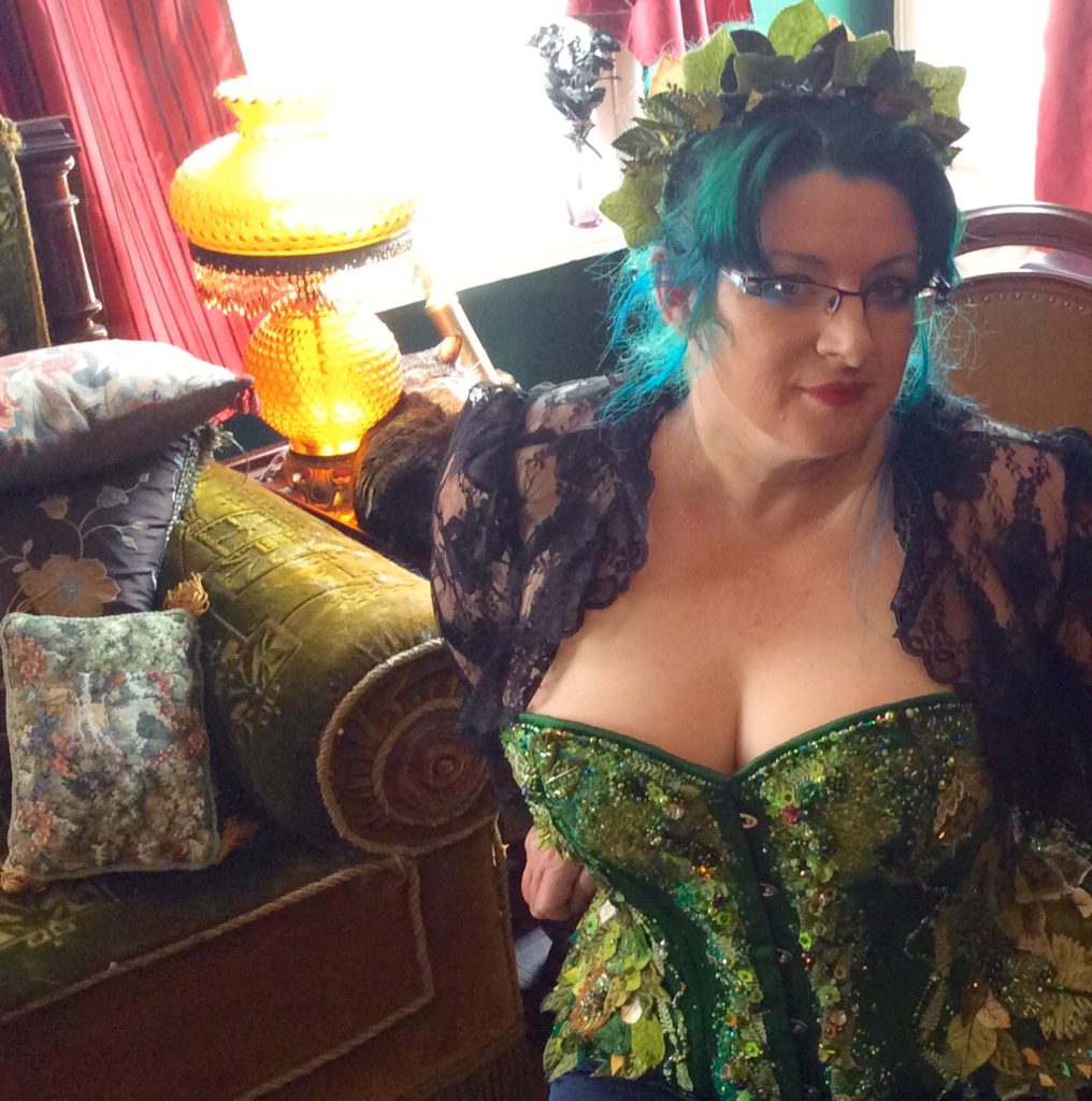 Green beadwork corset by Suzanne Forbes in our library May 2017