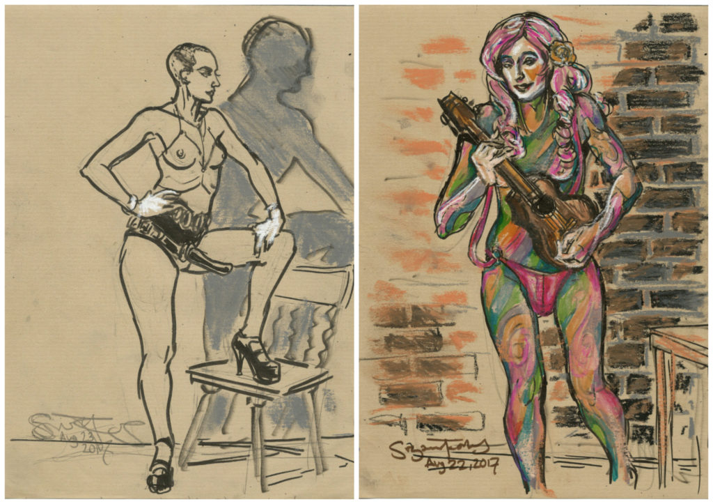 Miss Natasha Enquist and Alfred Ladylike drawn by Suzanne Forbes Aug 19 2017 Ludwig Berlin