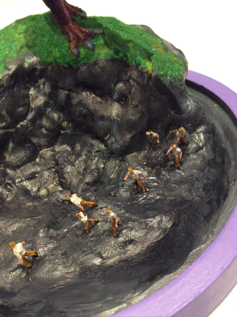 Trans Dino Witch sculpture by Suzanne Forbes Aug 26 2017 neo nazis running away