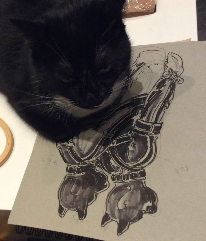 Morgan and pup drawing by Suzanne Forbes Sept 2017