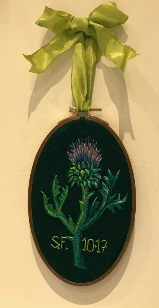 Scottish thistle embroidery by Suzanne Forbes Oct 2017
