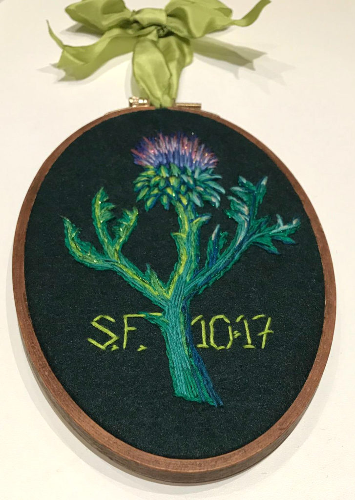 Scottish thistle embroidery by Suzanne Forbes Oct 2017