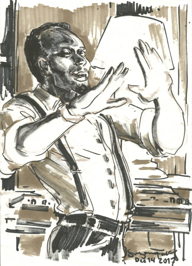 Dj Steven at holiday party by Suzanne Forbes Dec 14 2017