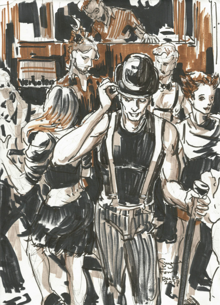 Gent with bowler and cane at Bordello Bizarre by Suzanne Forbes Dec 20 2017