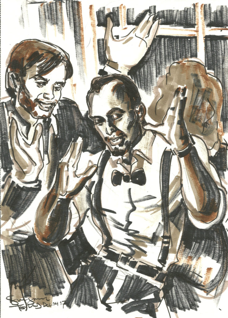 R and S dancing at holiday party by Suzanne Forbes Dec 14 2017